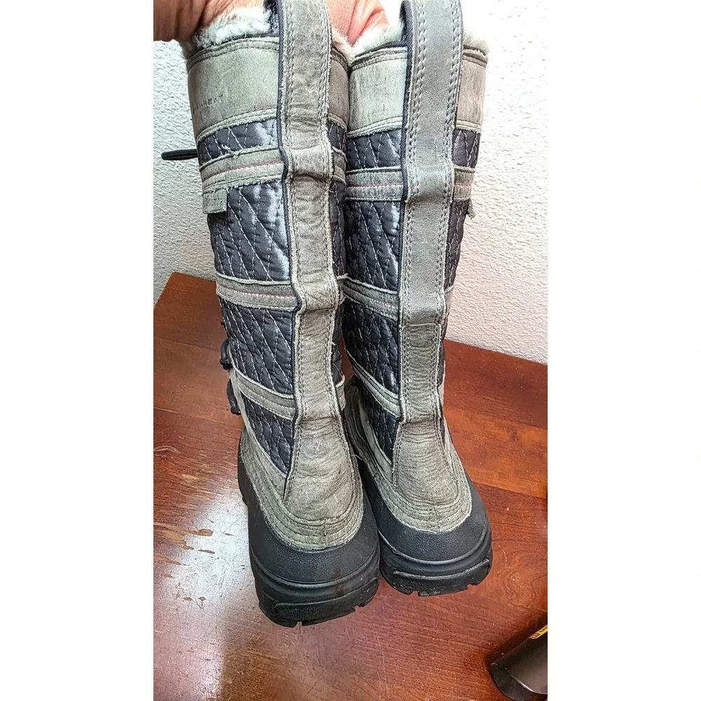 Columbia Women's Omni-Heat Quilted Winter Boots Size 6 Gray Faux Fur Lined Water